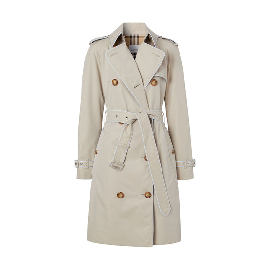 파이핑 코튼 개버딘 트렌치코트 스톤