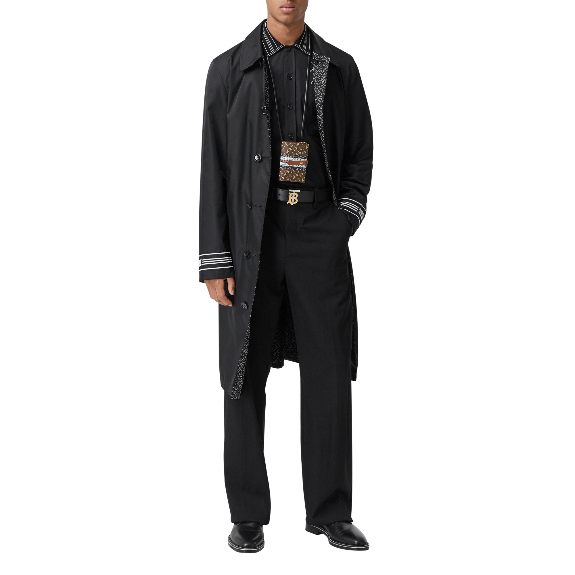 모노그램 스트라이프 E-캔버스 스트랩 지갑 브라이들 브라운