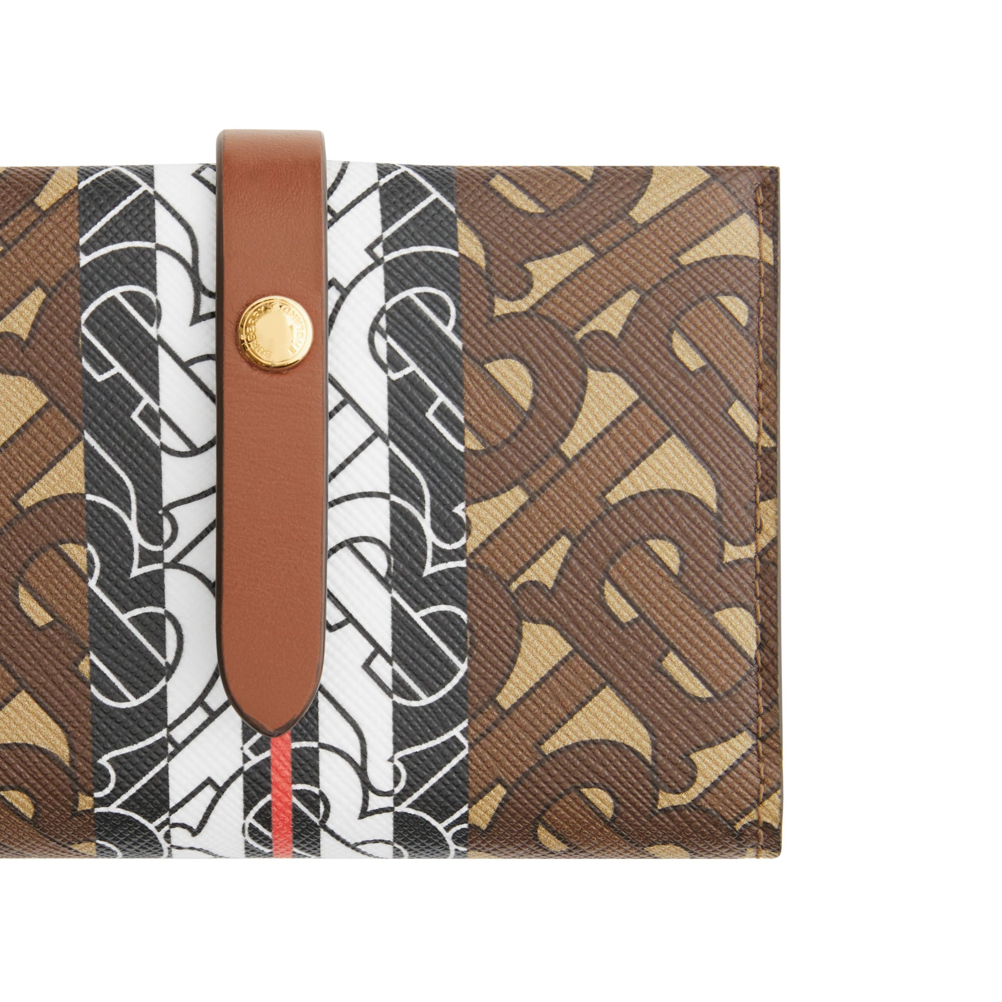 모노그램 스트라이프 E-캔버스 스트랩 지갑 브라이들 브라운