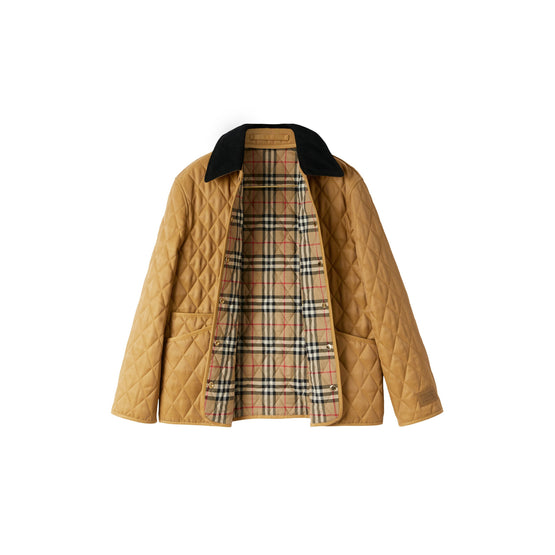 코듀로이 칼라 다이아몬드 퀼팅 재킷 카멜