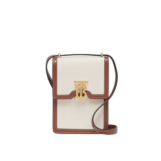 코튼 캔버스 레더 로빈 백 화이트/탠