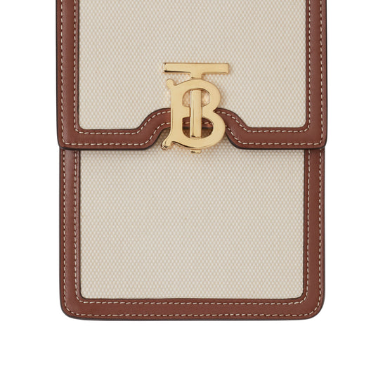 코튼 캔버스 레더 로빈 백 화이트/탠