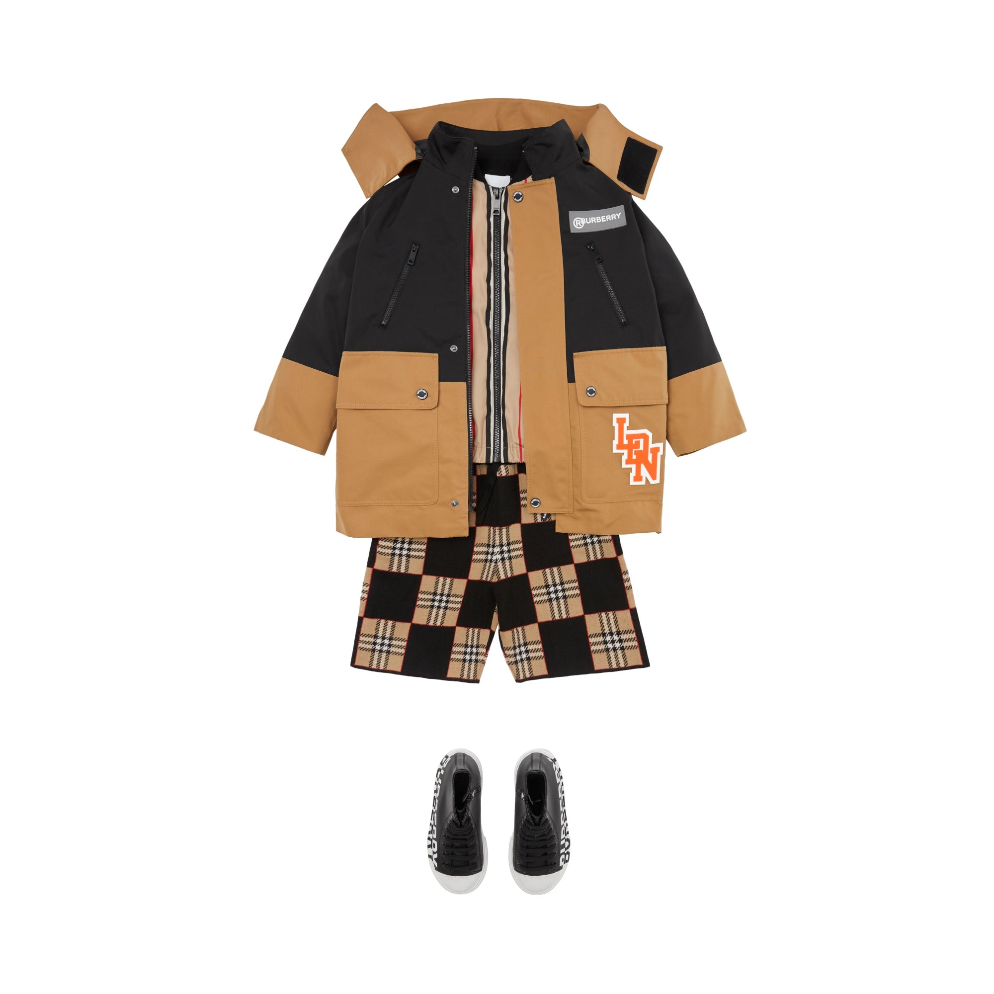 디태처블 아이콘 스트라이프 워머 투톤 코트 앤티크 옐로