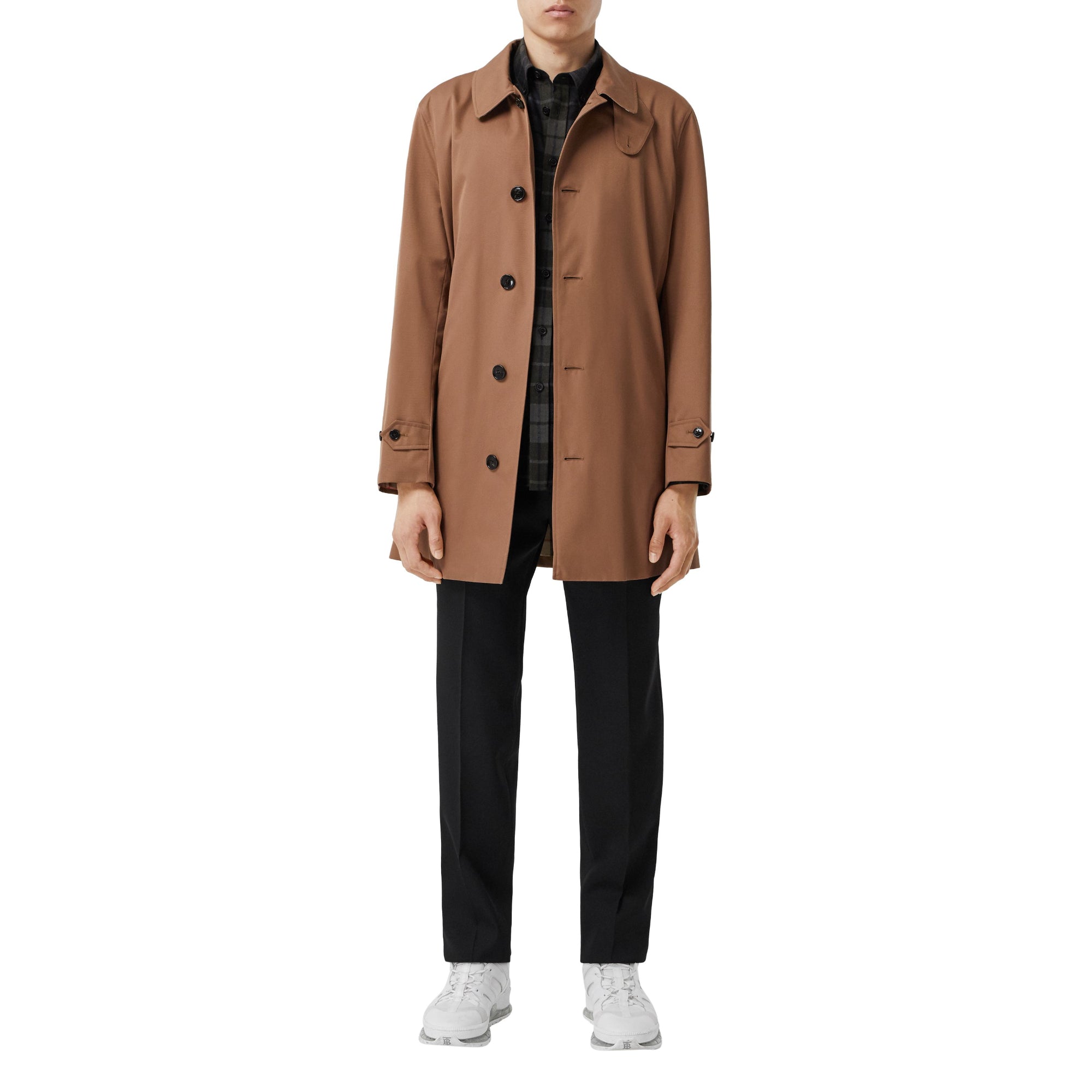 코튼 개버딘 카 코트 더스티 캐러멜