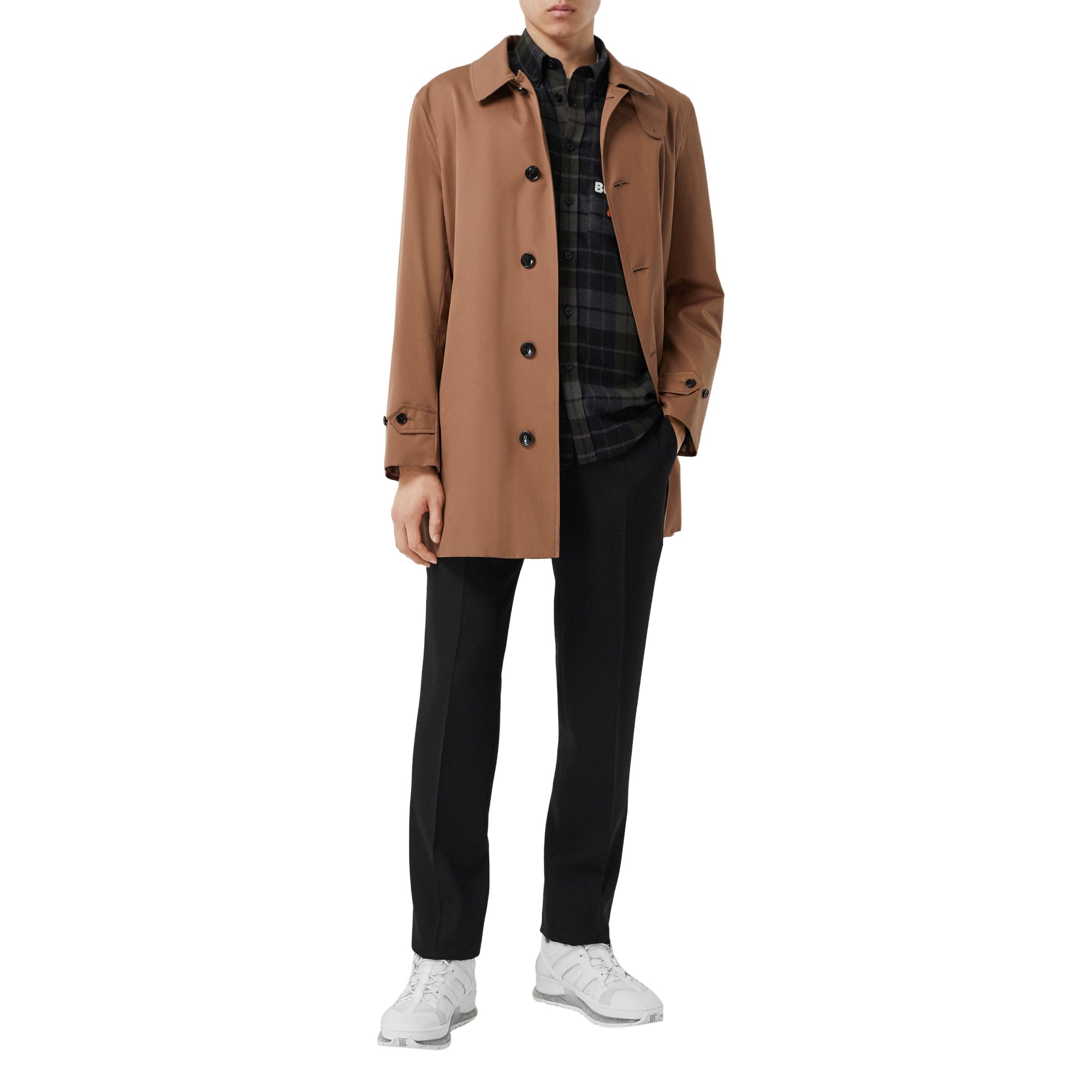 코튼 개버딘 카 코트 더스티 캐러멜