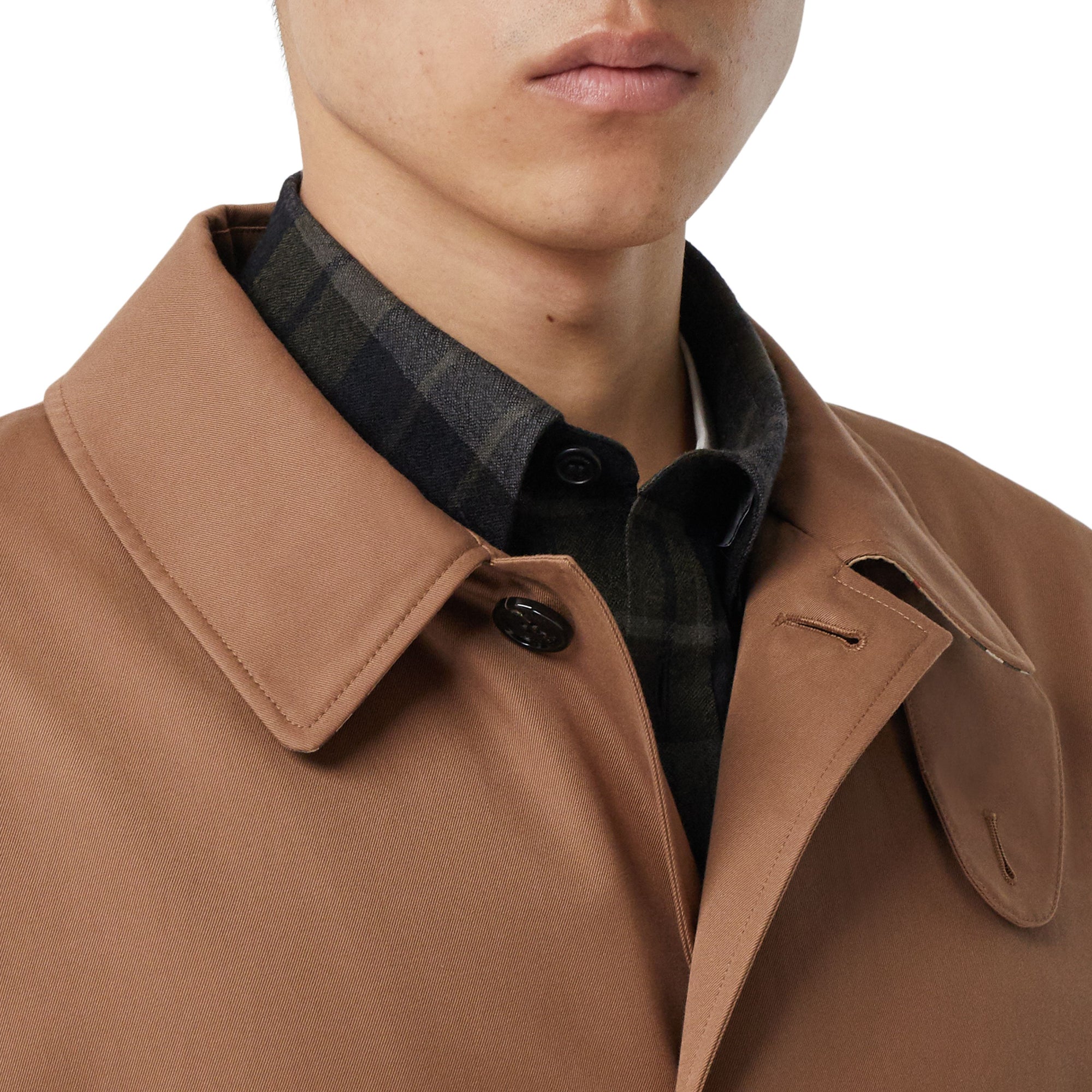 코튼 개버딘 카 코트 더스티 캐러멜