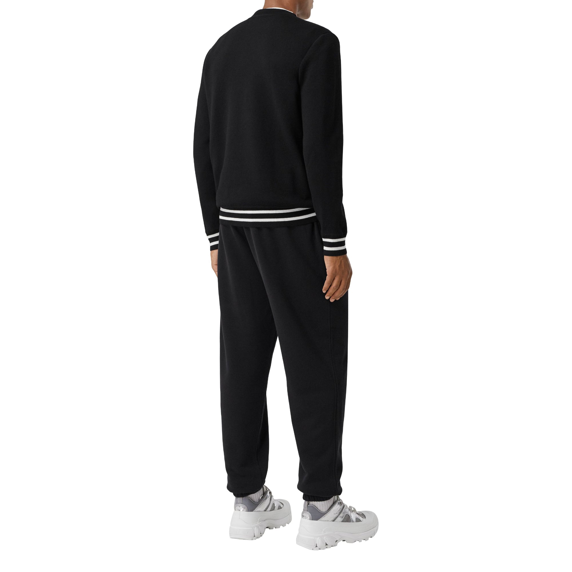 로고 그래픽 프린트 테크니컬 울 스웨터 블랙