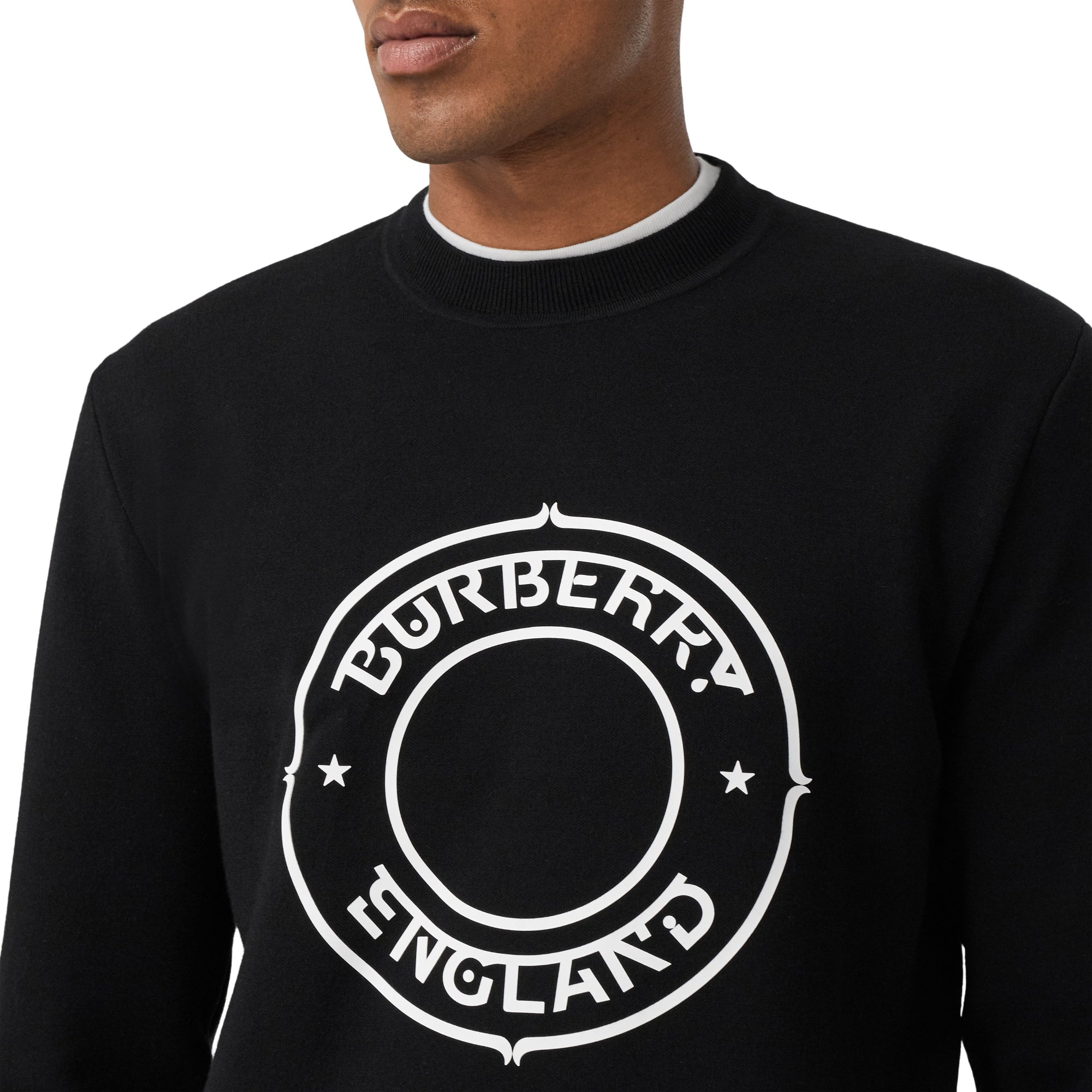 로고 그래픽 프린트 테크니컬 울 스웨터 블랙