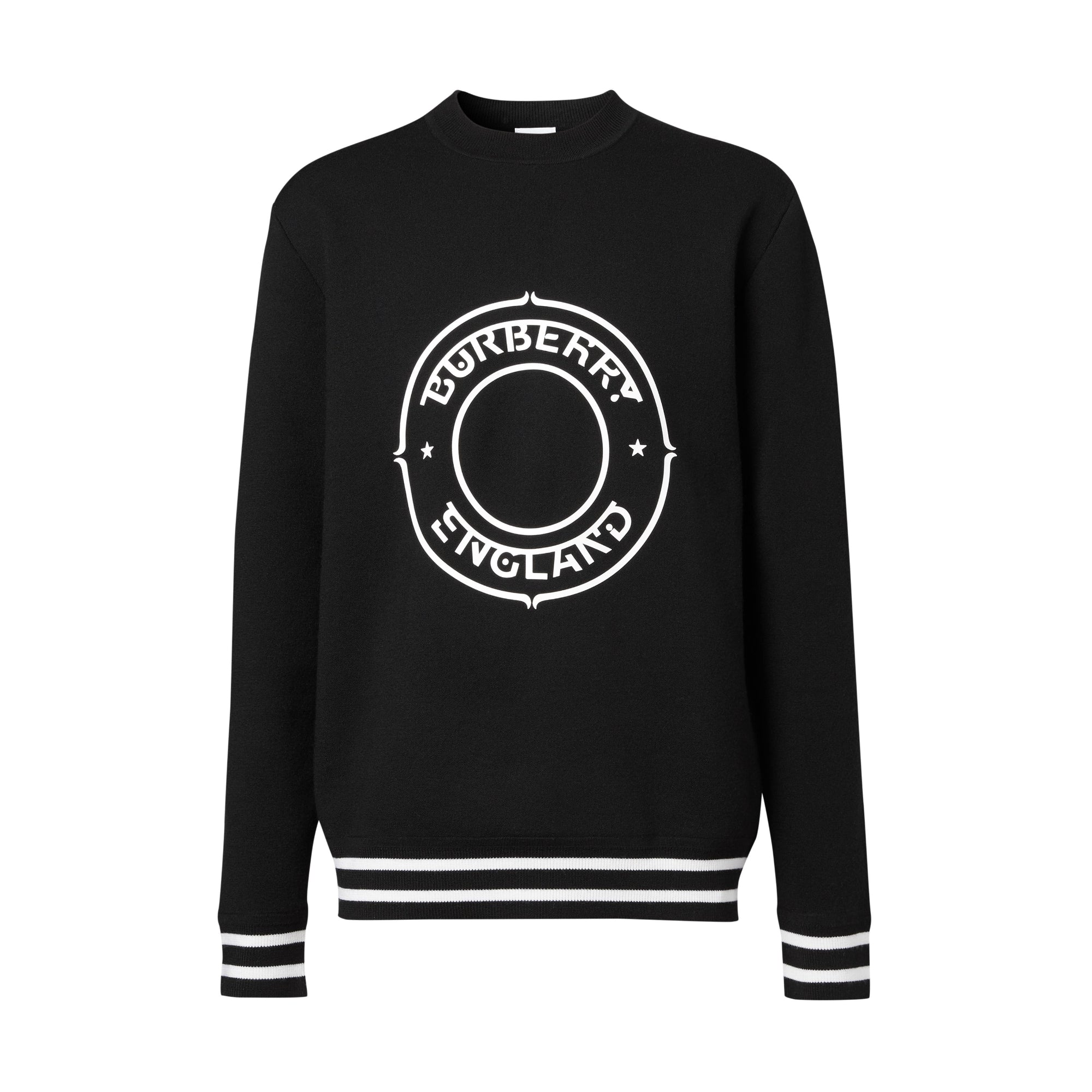 로고 그래픽 프린트 테크니컬 울 스웨터 블랙