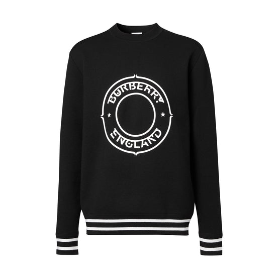 로고 그래픽 프린트 테크니컬 울 스웨터 블랙