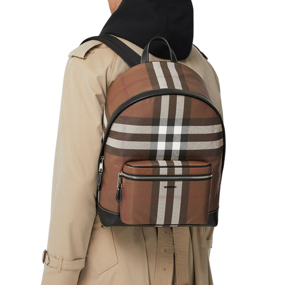 체크 레더 백팩 다크 버치 브라운