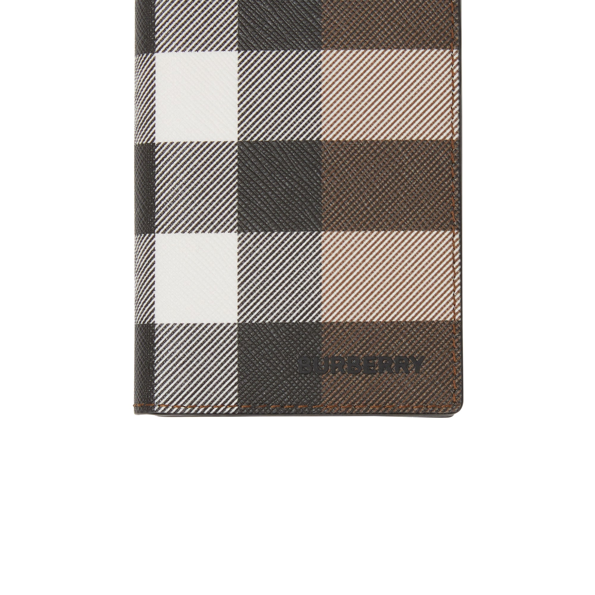 체크 레더 폴딩 카드 케이스 다크 버치 브라운