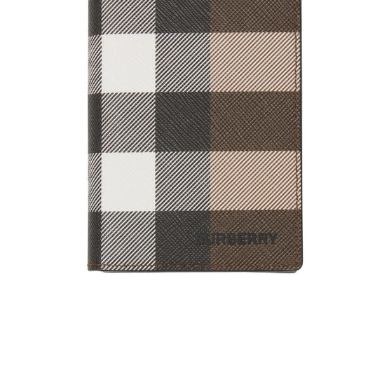 체크 레더 폴딩 카드 케이스 다크 버치 브라운