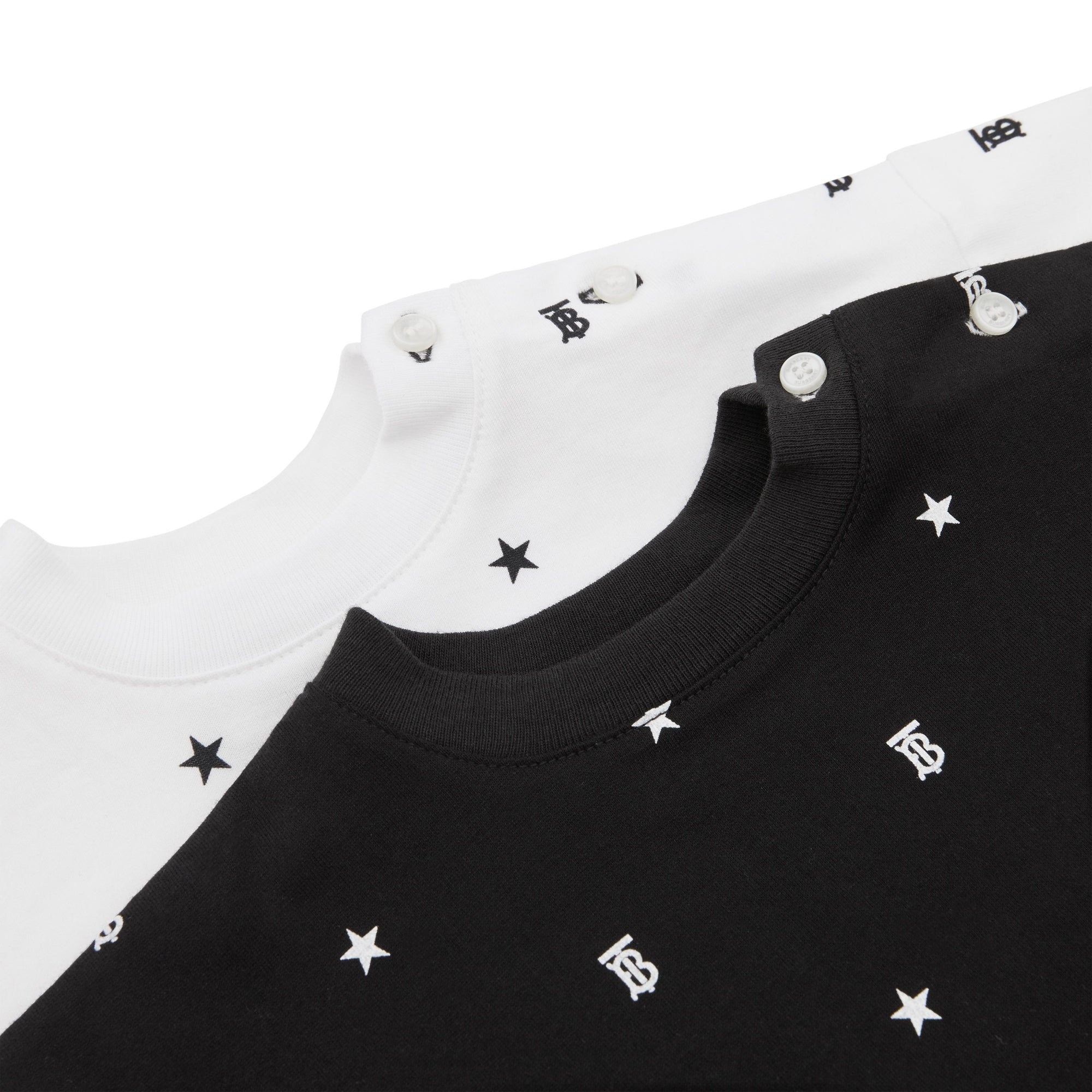 스타 모노그램 모티프 2 피스 베이비 선물 세트 블랙/화이트