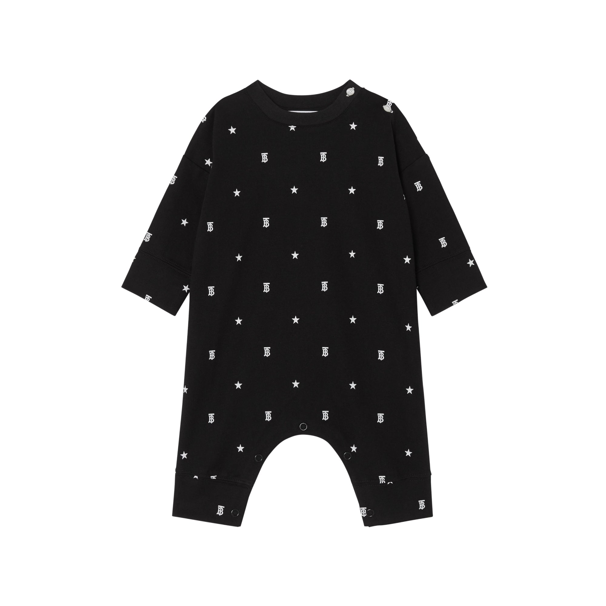 스타 모노그램 모티프 2 피스 베이비 선물 세트 블랙/화이트