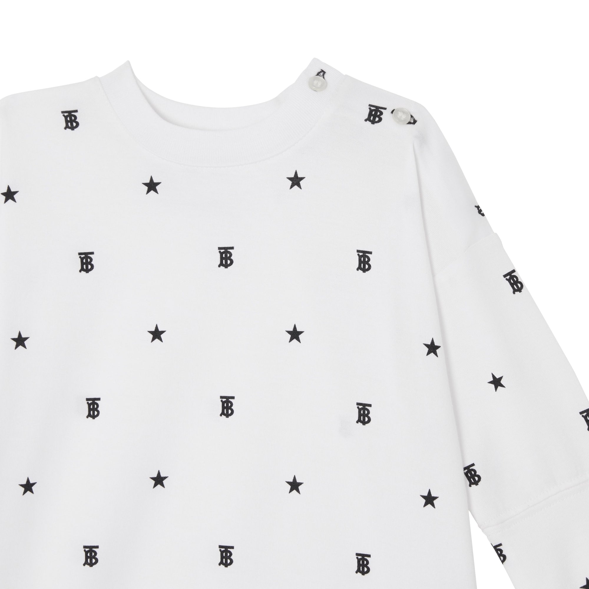 스타 모노그램 모티프 2 피스 베이비 선물 세트 블랙/화이트