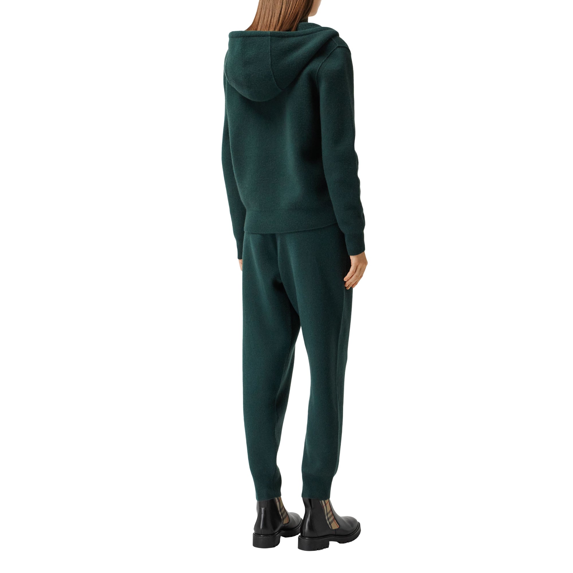 모노그램 모티프 캐시미어 블렌드 후드 톱 보틀 그린