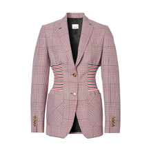 니트 패널 하운즈투스 체크 울 재킷 브라이트 레드