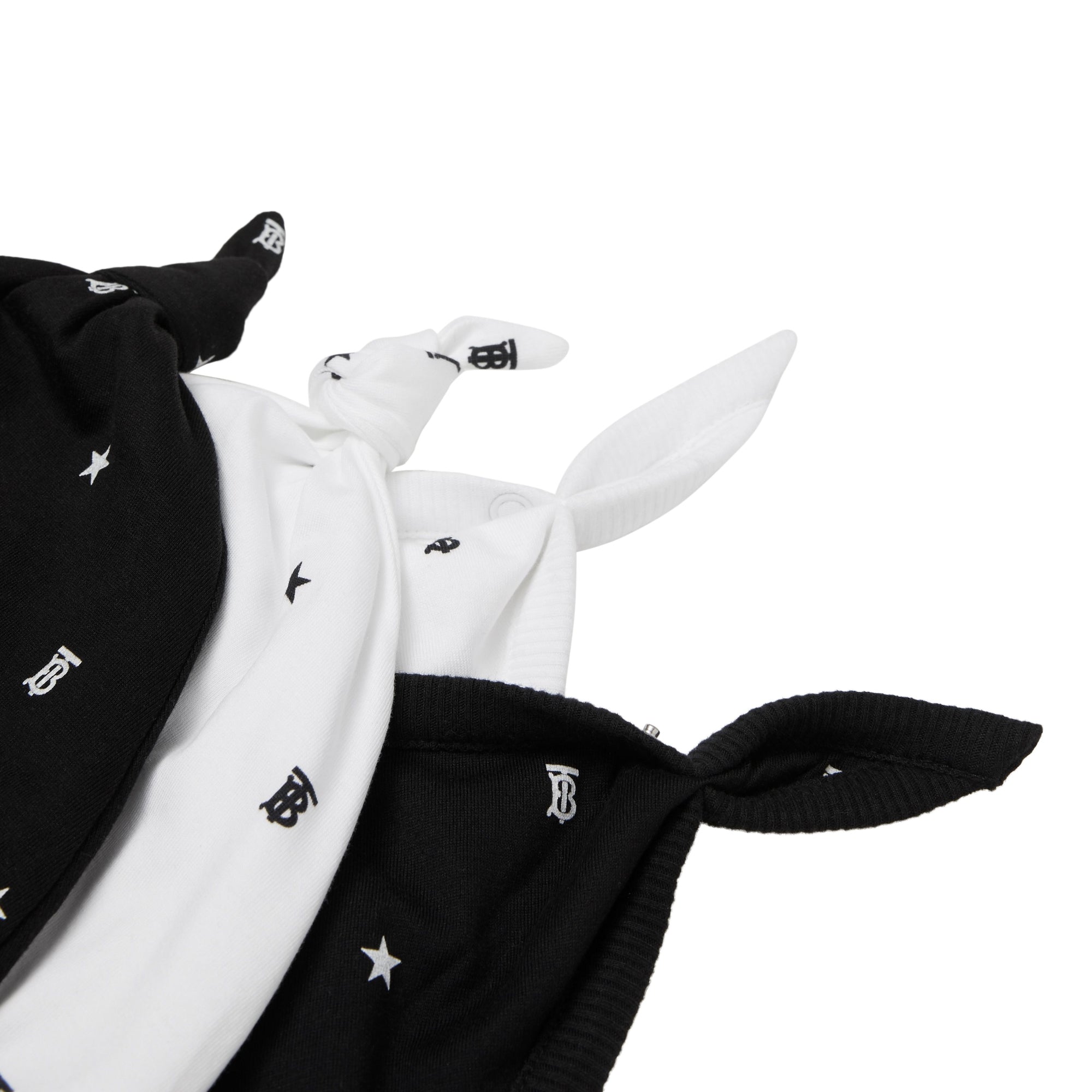 스타 모노그램 모티프 4피스 베이비 선물 세트 블랙/화이트