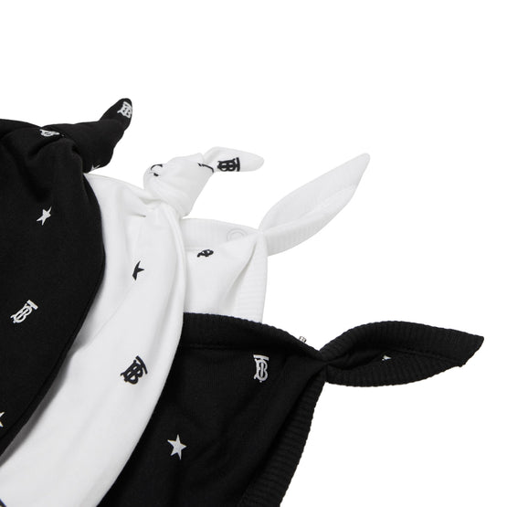 스타 모노그램 모티프 4피스 베이비 선물 세트 블랙/화이트