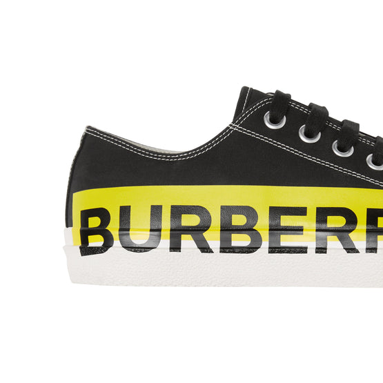 로고 프린트 투톤 코튼 개버딘 스니커즈 블랙