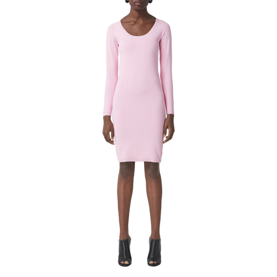 롱 슬리브 모노그램 모티프 스트레치 저지 드레스 오키드 핑크