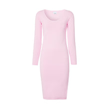 롱 슬리브 모노그램 모티프 스트레치 저지 드레스 오키드 핑크