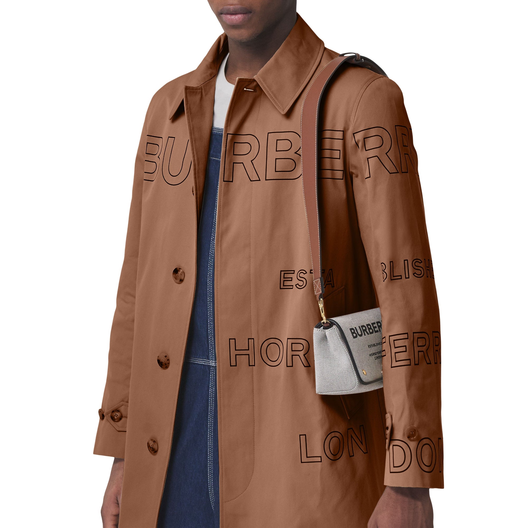 호스페리 프린트 코튼 캔버스 스몰 크로스바디 백 블랙/탠