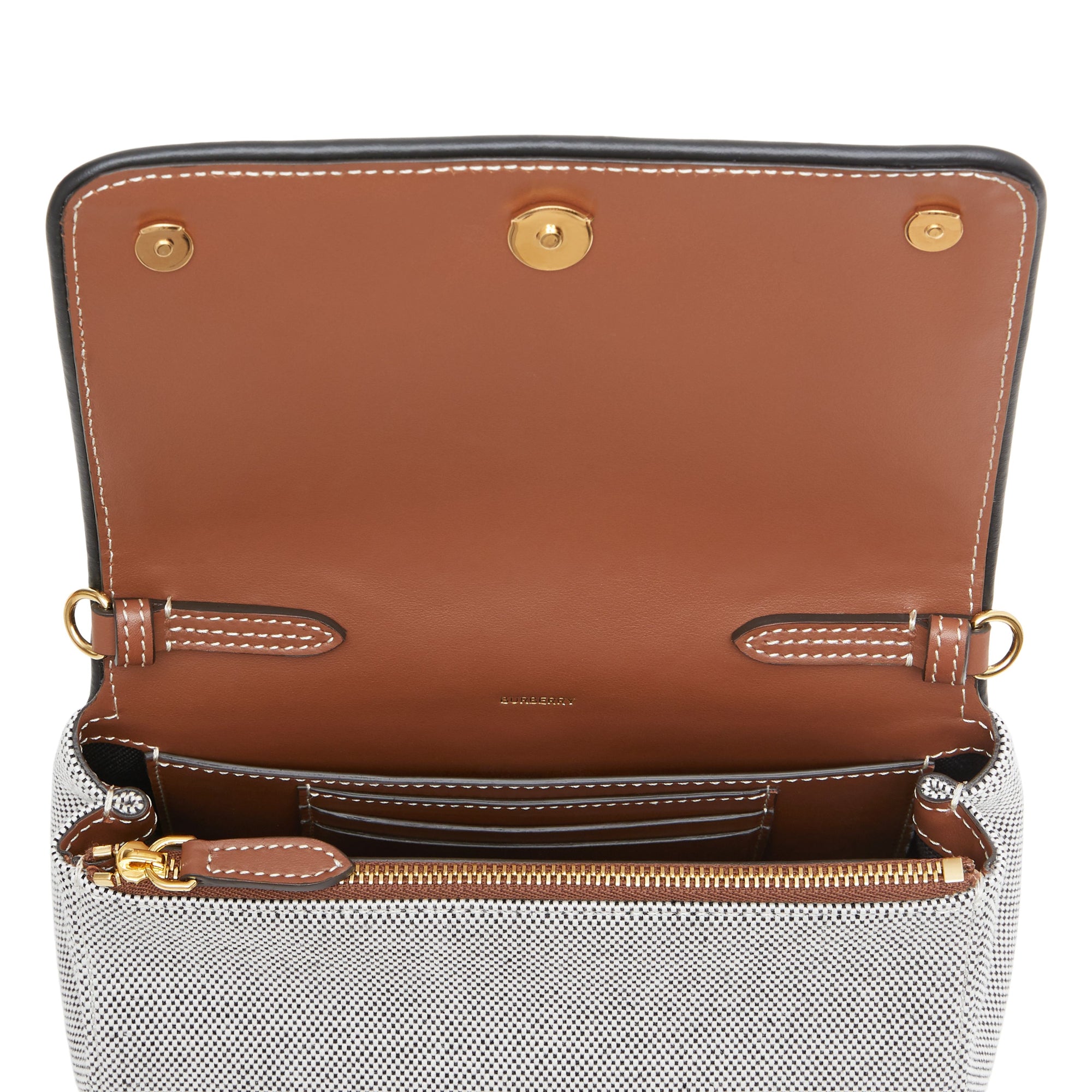 호스페리 프린트 코튼 캔버스 스몰 크로스바디 백 블랙/탠