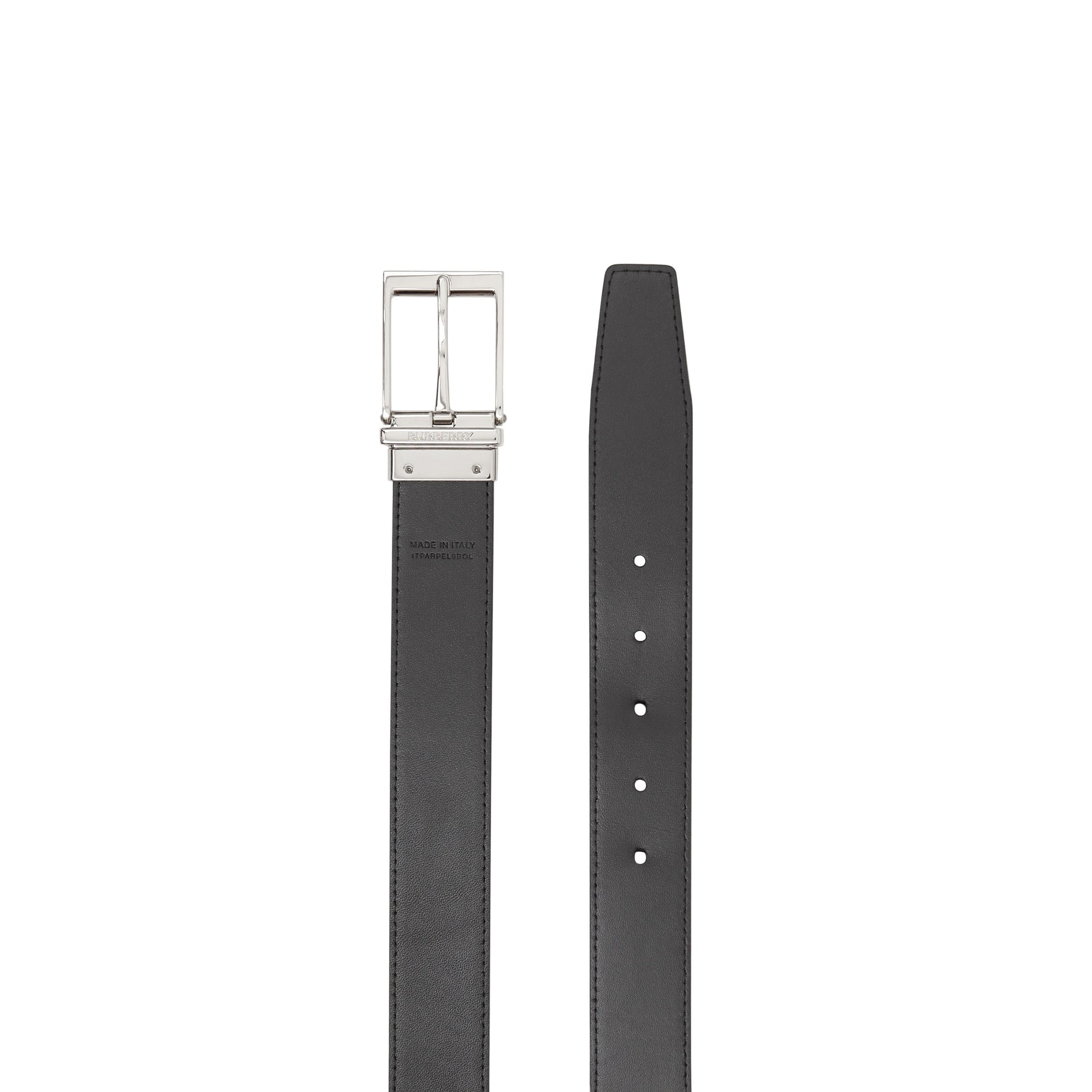 리버시블 런던 체크 레더 벨트 네이비/블루