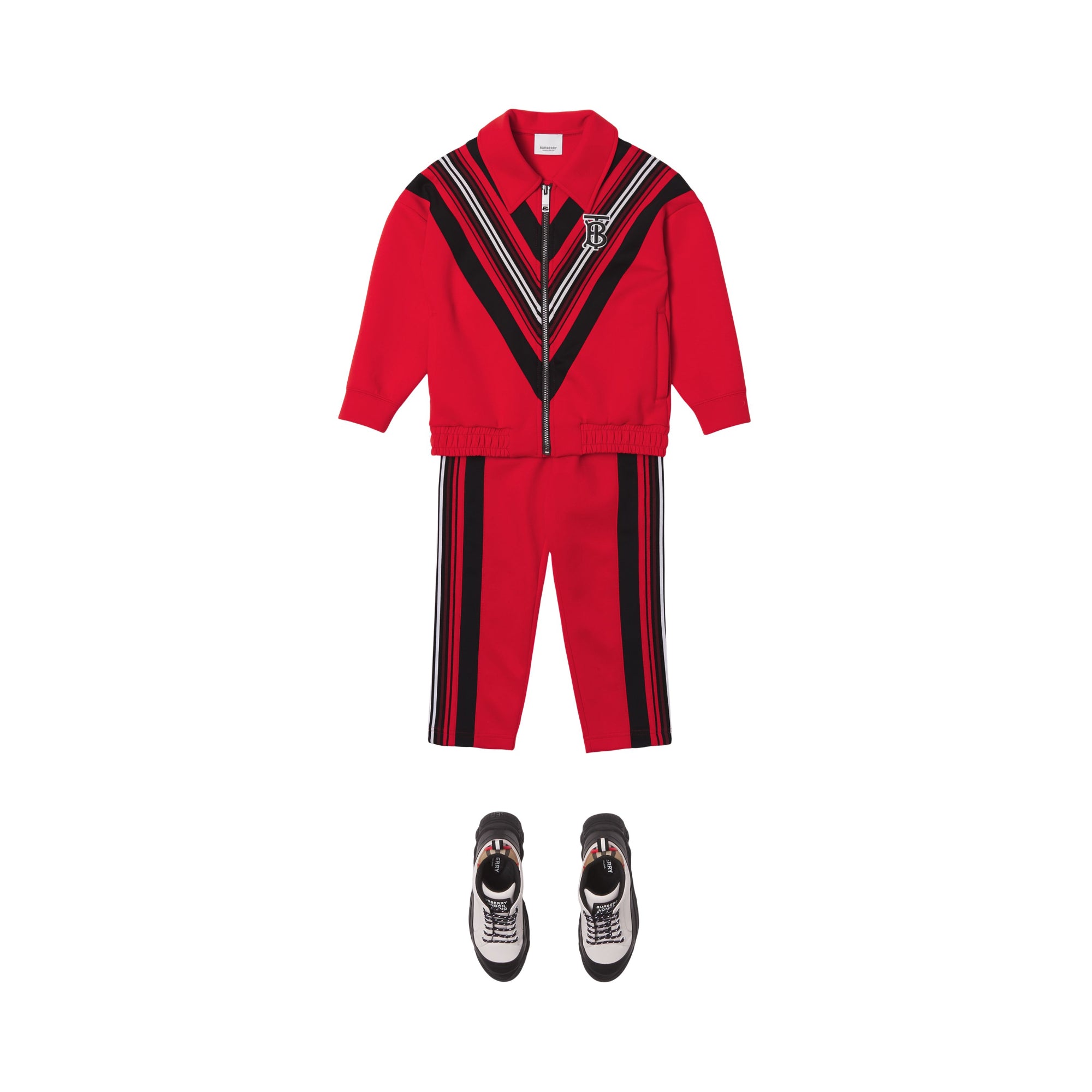 모노그램 모티프 스트레치 저지 조깅 팬츠 브라이트 레드