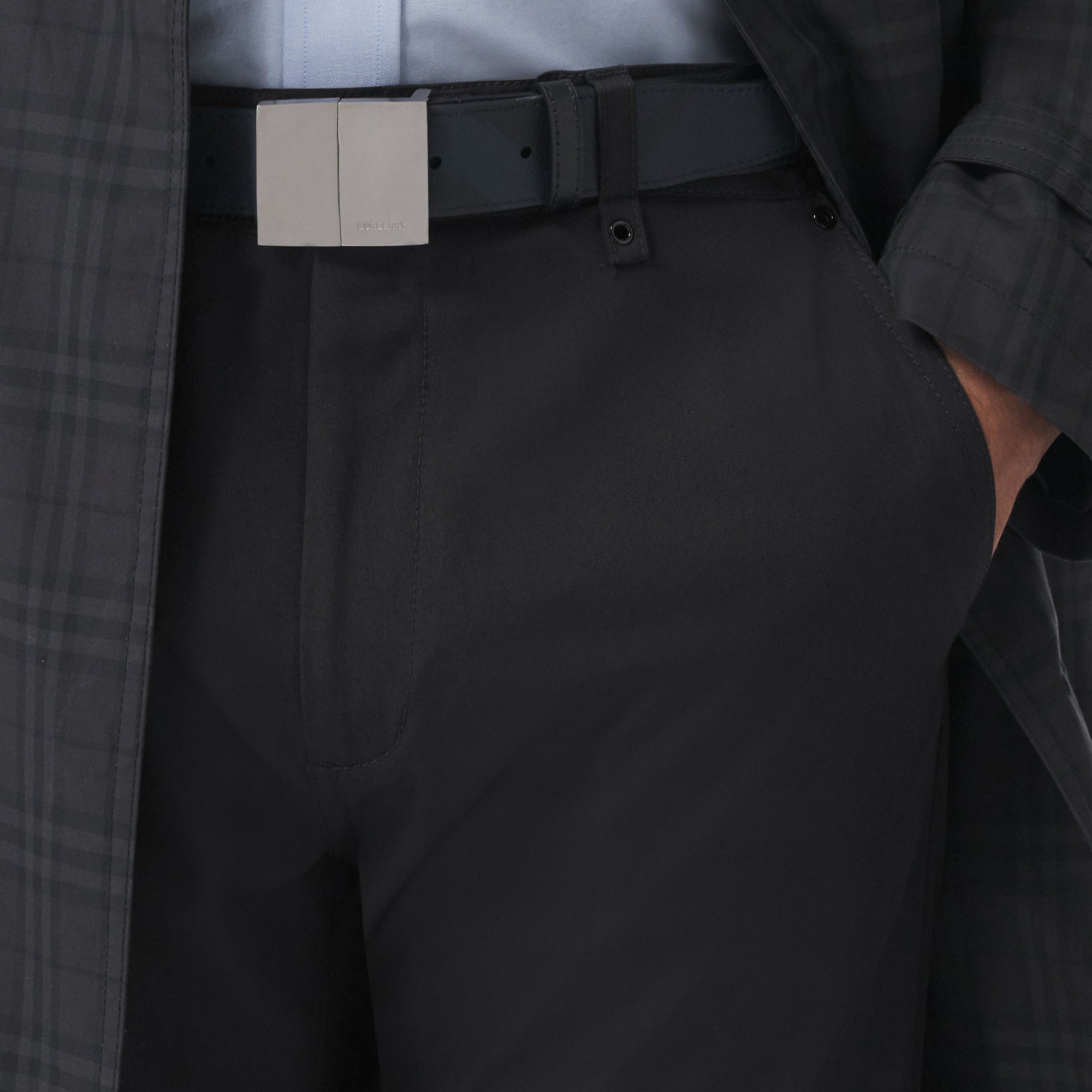 런던 체크 벨트 네이비