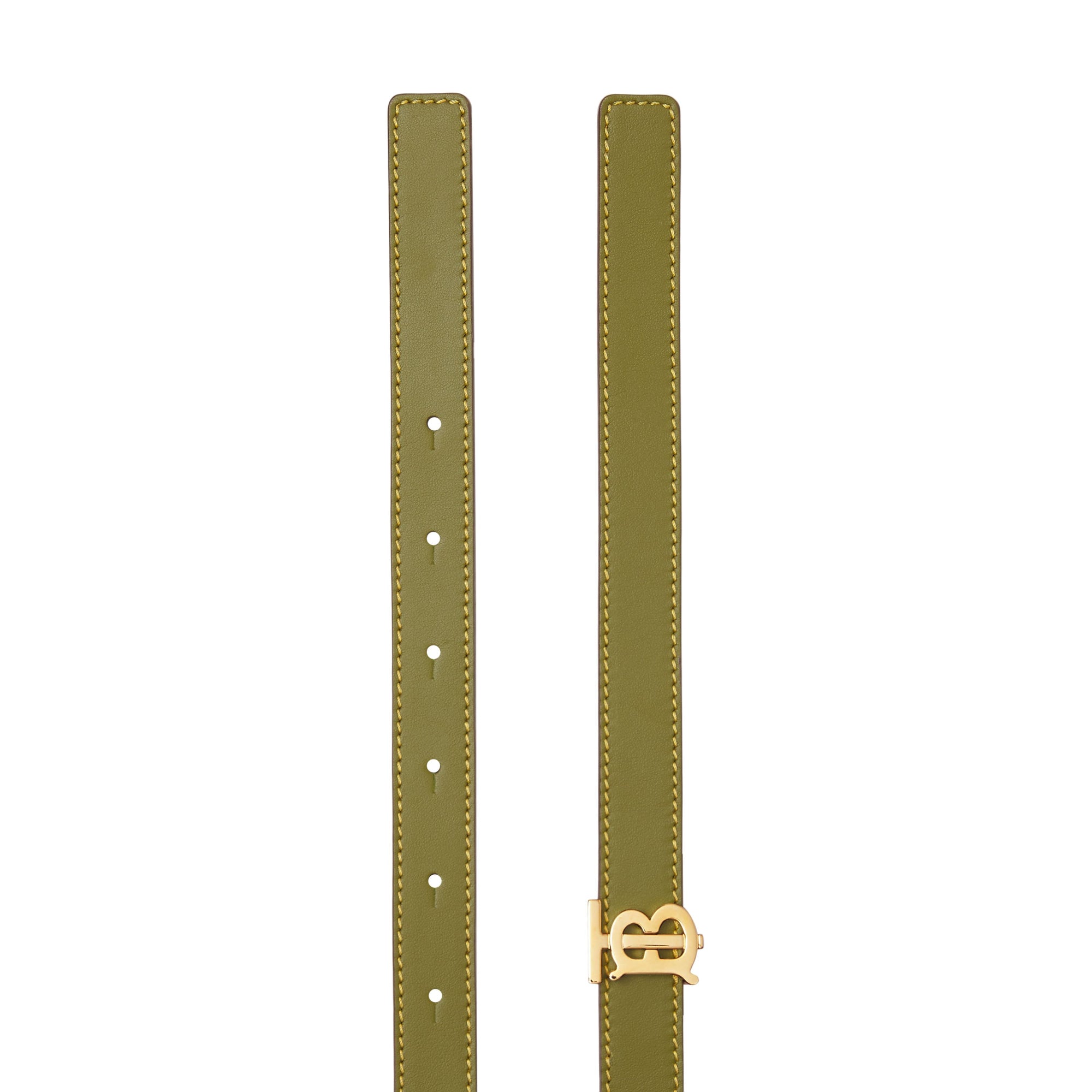 리버시블 모노그램 모티프 레더 벨트 주니퍼 그린/메이플 브라운