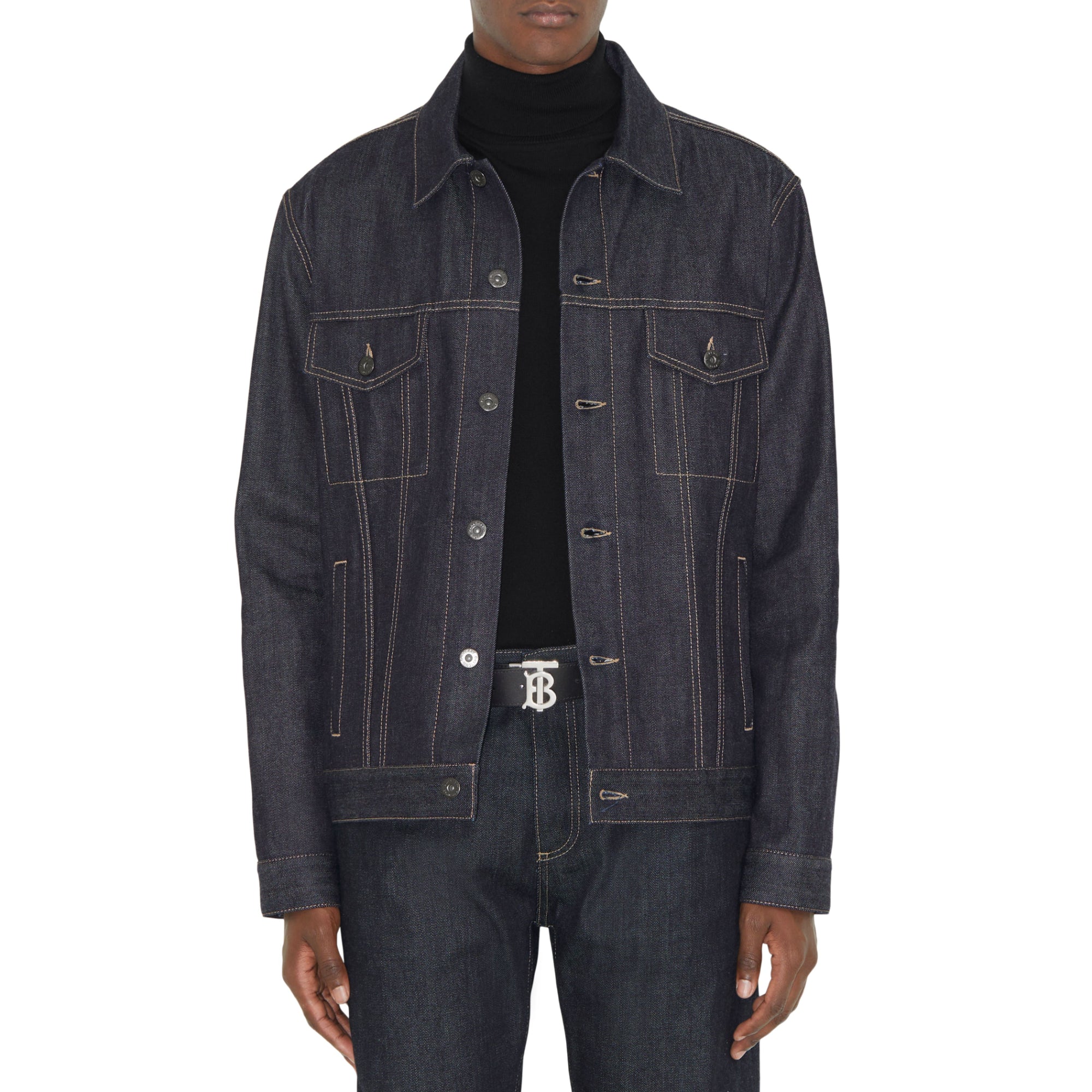 리버시블 레더 TB 벨트 네이비/블랙