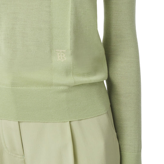 모노그램 모티프 울 실크 블렌드 터틀넥 스웨터 미스트 그린