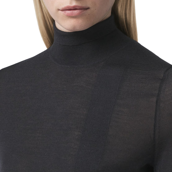 모노그램 모티프 울 실크 블렌드 퍼넬넥 스웨터 블랙