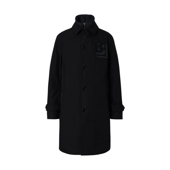 디태처블 워머 레터 그래픽 코튼 카 코트 블랙