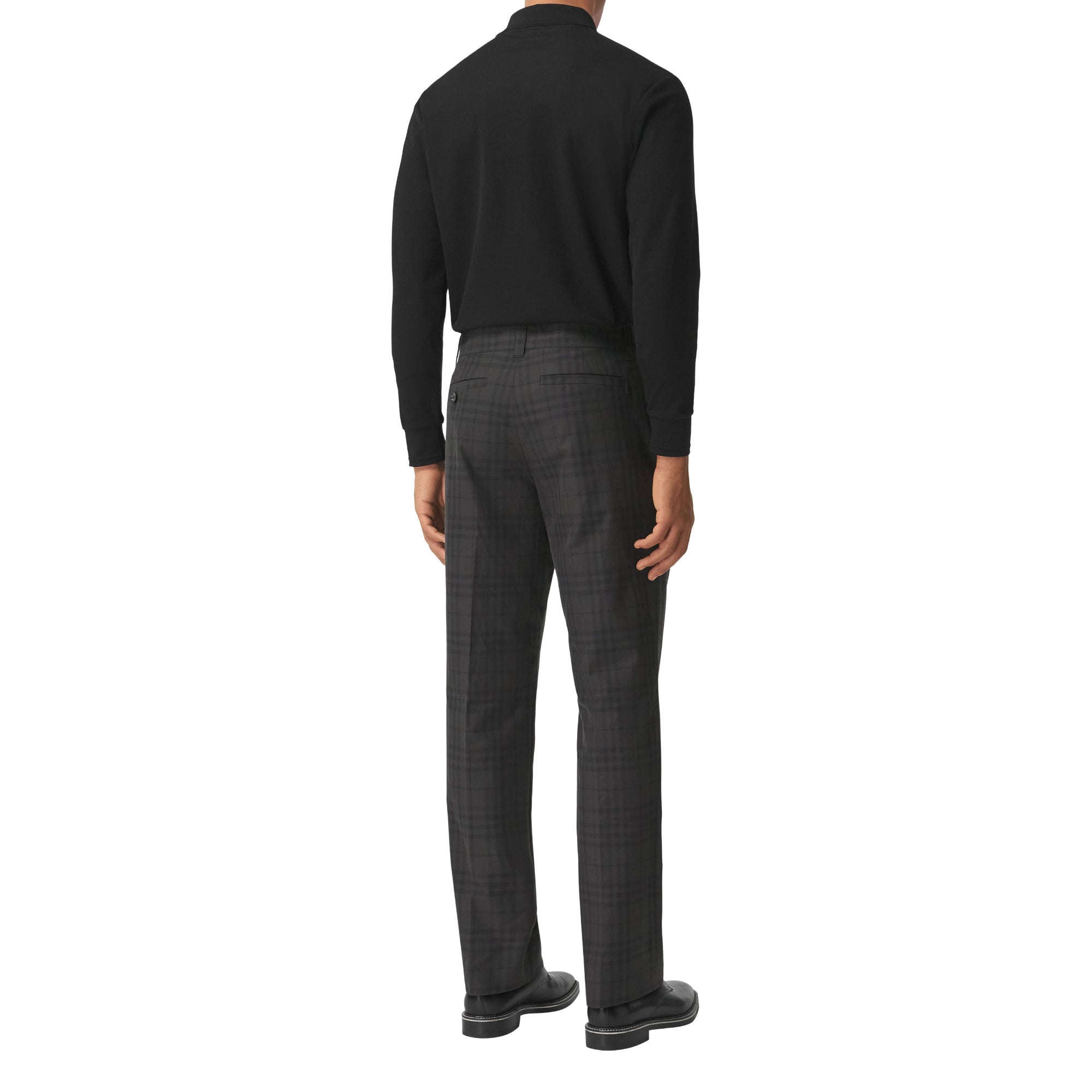 체크 코튼 크롭 테일러드 팬츠 차콜