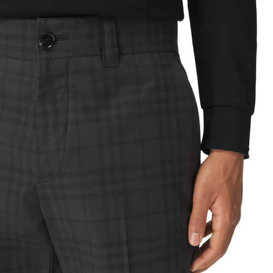 체크 코튼 크롭 테일러드 팬츠 차콜