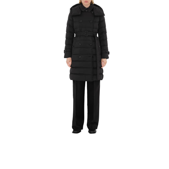 미드 렝스 나일론 퍼퍼 코트 블랙