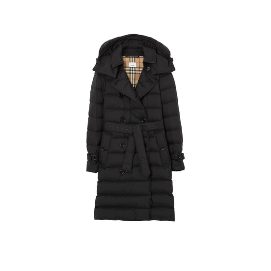 미드 렝스 나일론 퍼퍼 코트 블랙