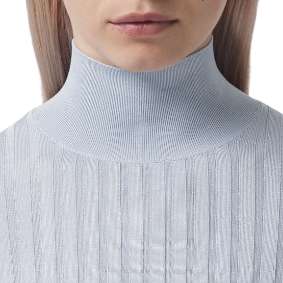 모노그램 모티프 실크 터틀넥 스웨터 페일 블루