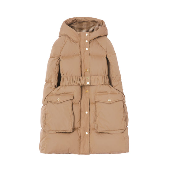 나일론 후드 퍼퍼 케이프 웜 월넛