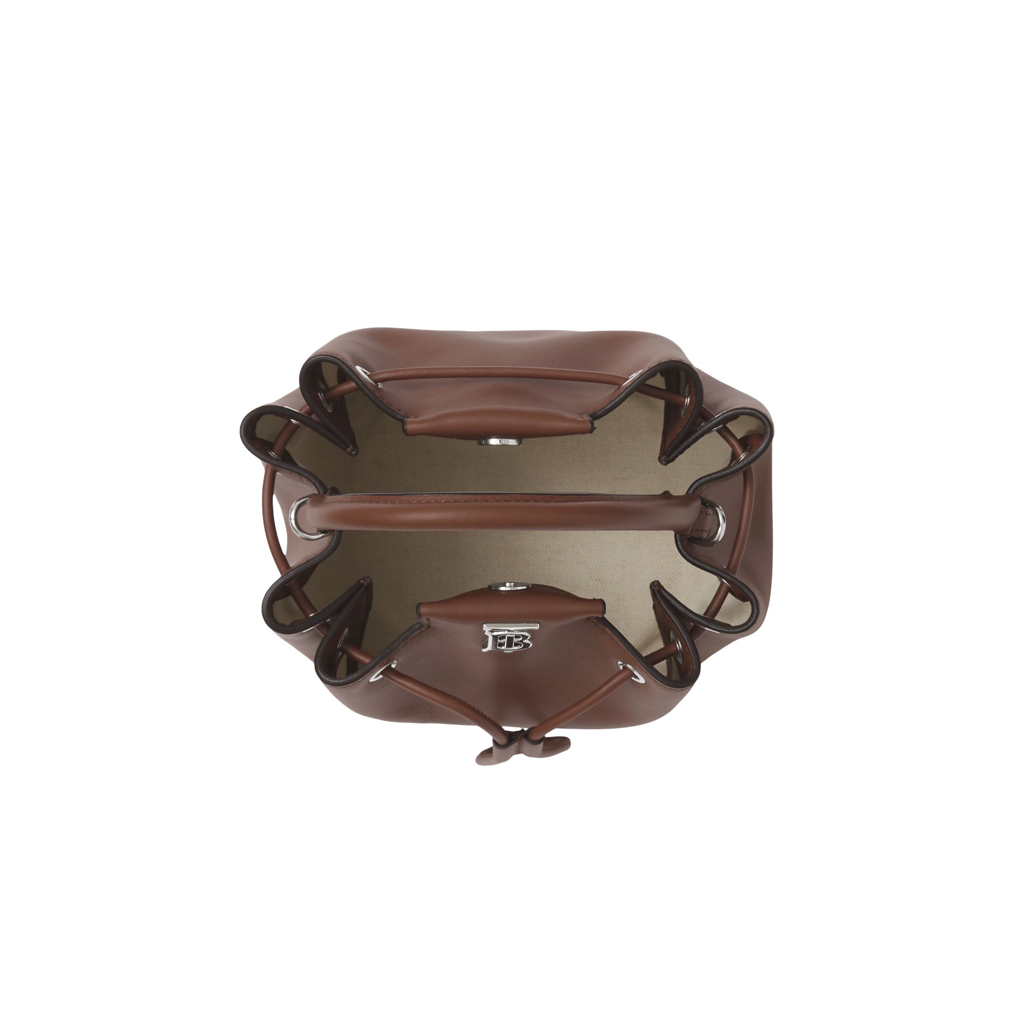 모노그램 모티프 레더 버킷 백 탠