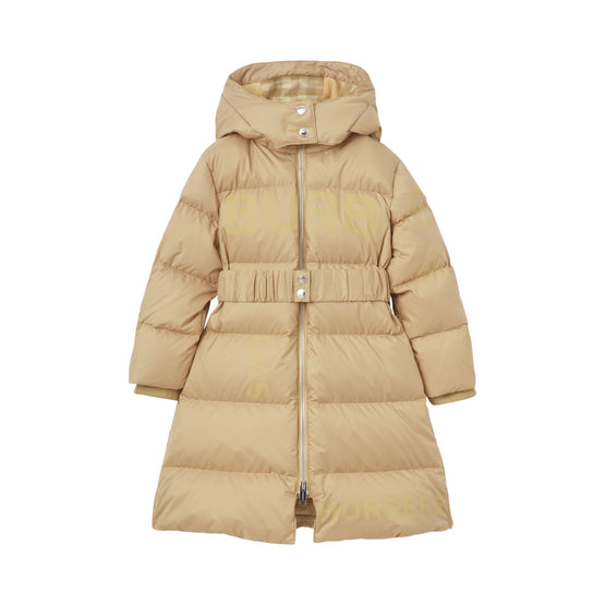 디태처블 후드 호스페리 프린트 퍼퍼 코트 소프트 폰