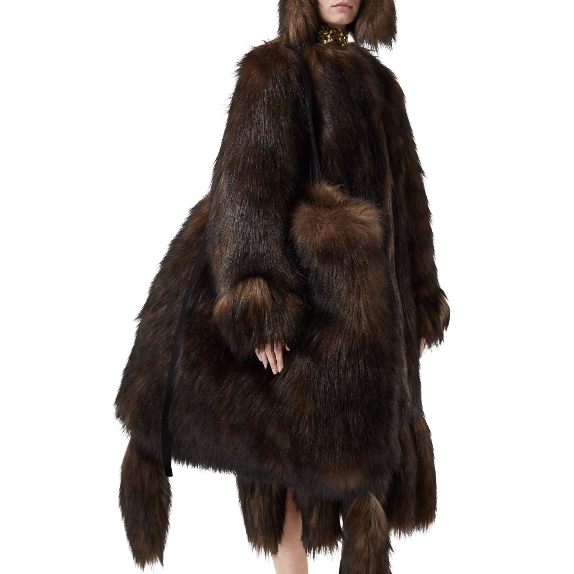 인조 퍼 라지 아스트라 백 다크 브라운