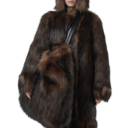 인조 퍼 라지 아스트라 백 다크 브라운