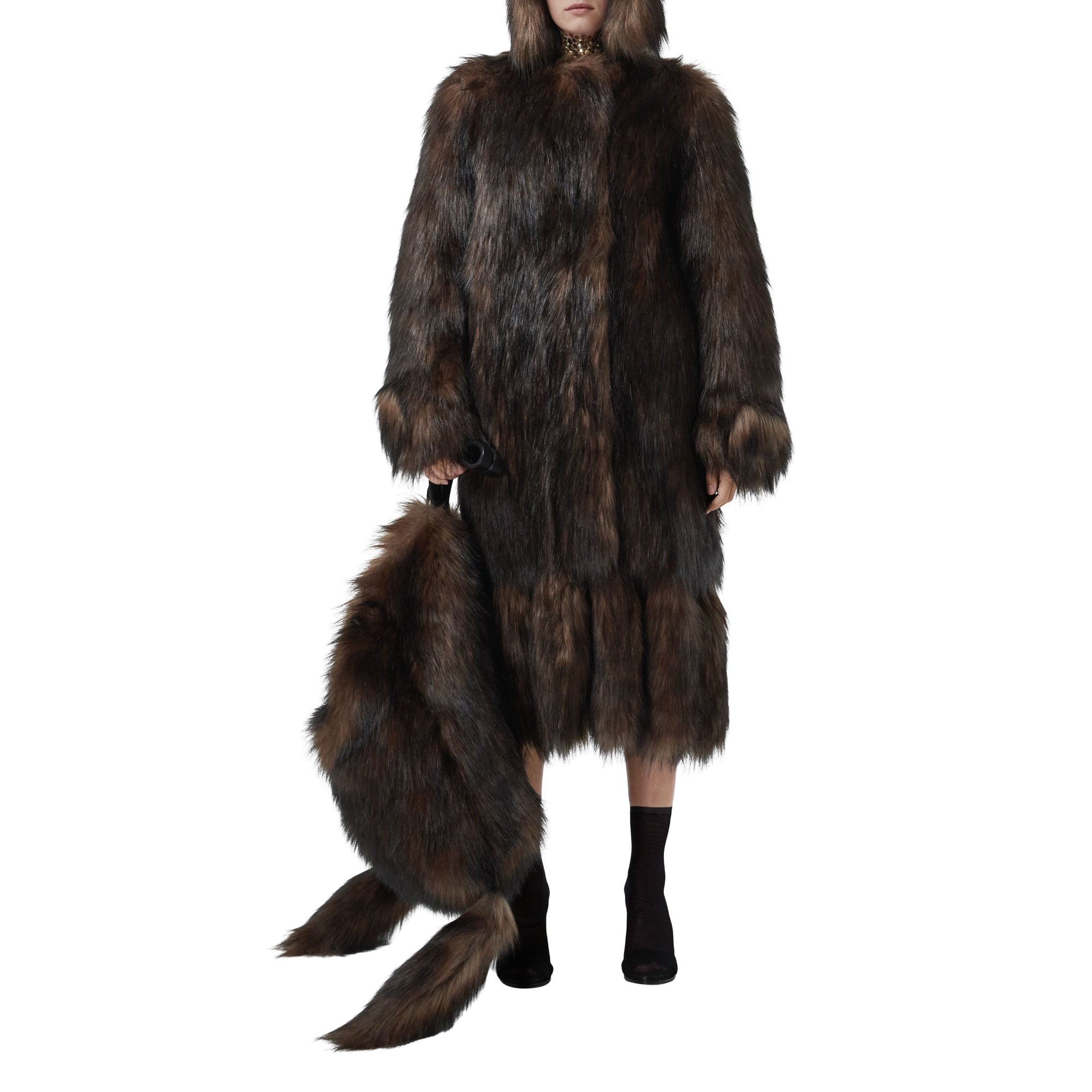 인조 퍼 라지 아스트라 백 다크 브라운