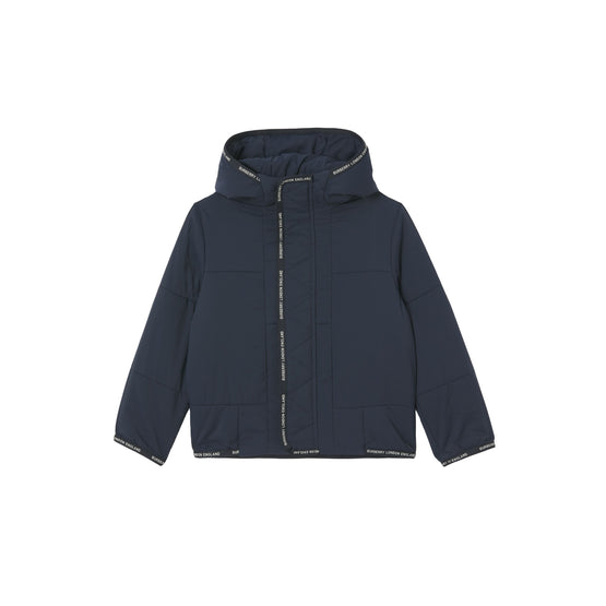 로고 테이프 나일론 후드 재킷 미드나이트