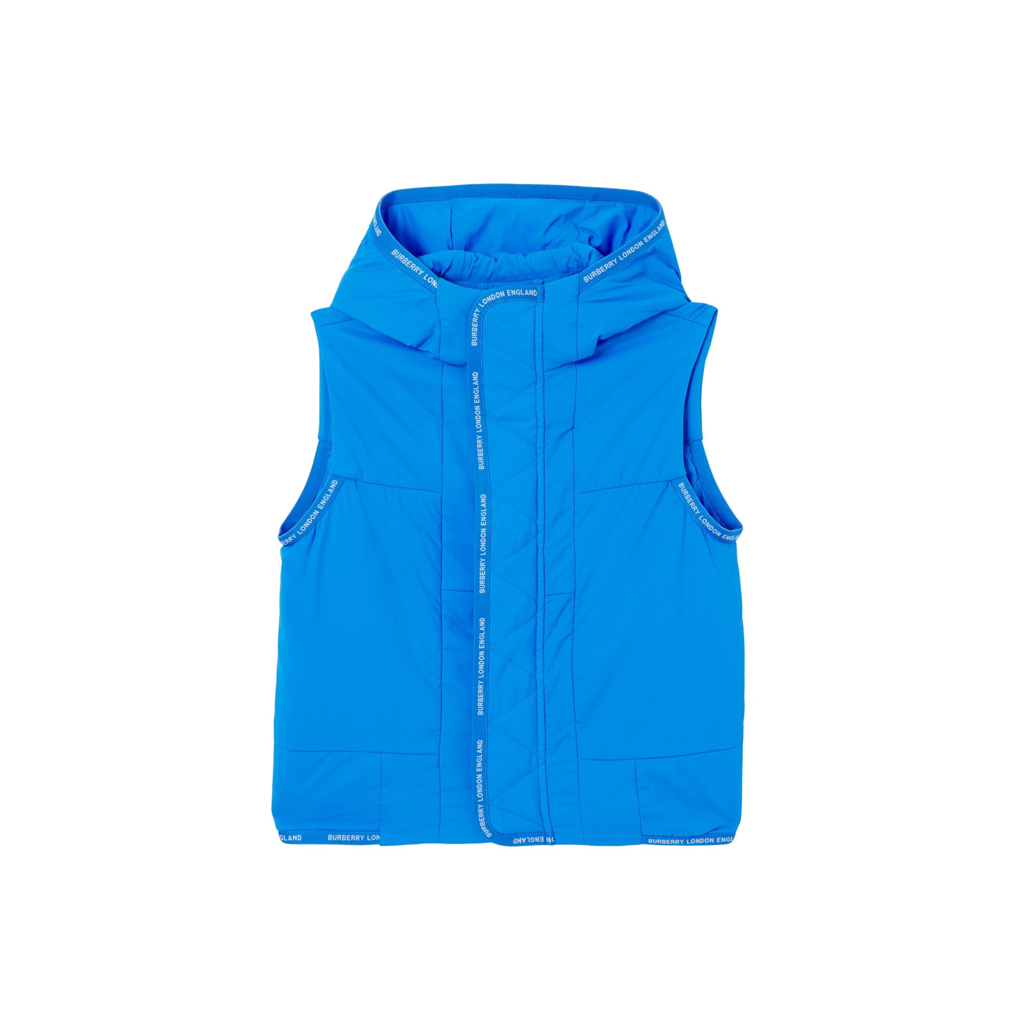 로고 테이프 나일론 후드 질레 캔버스 블루